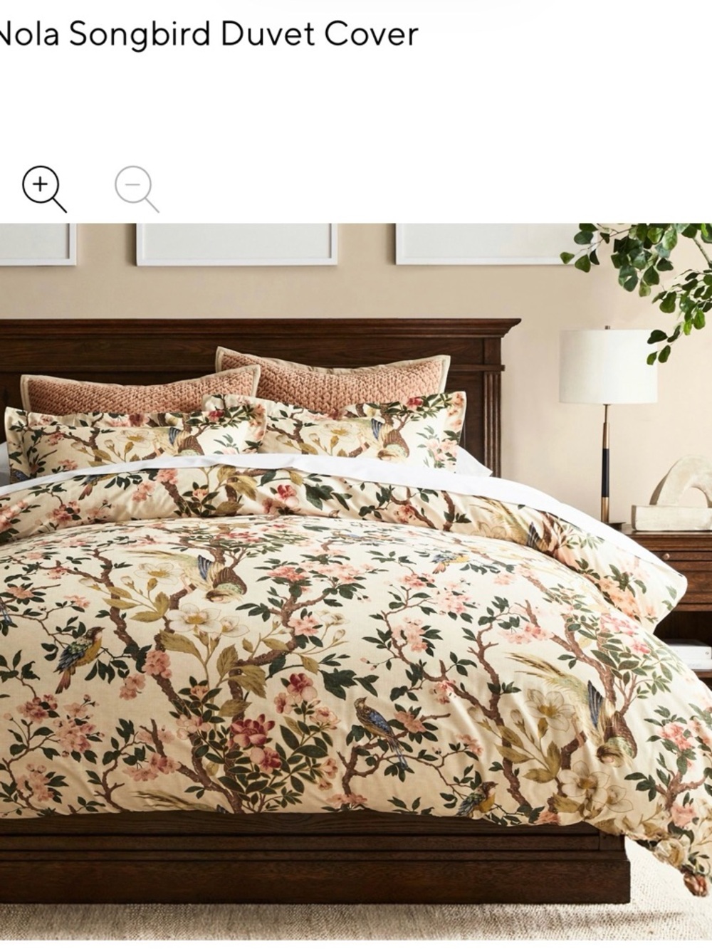 Pottery Barn Nola Songbird Floral Duvet Cover in Cream full queen